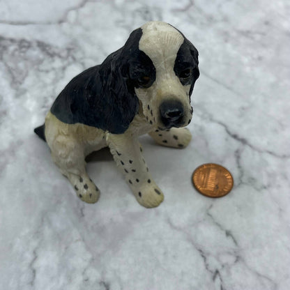 Vintage Hand Painted Cast Resin Springer Cocker Spaniel Dog Figurine 3” TE2