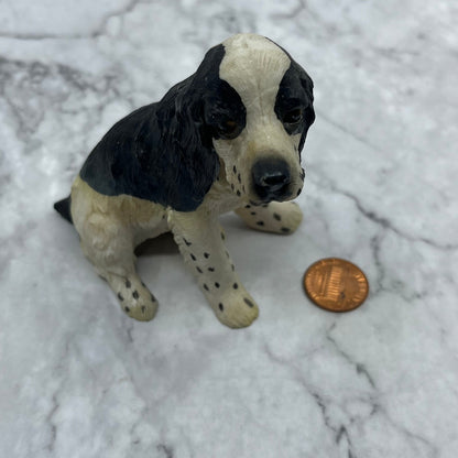 Vintage Hand Painted Cast Resin Springer Cocker Spaniel Dog Figurine 3” TK3