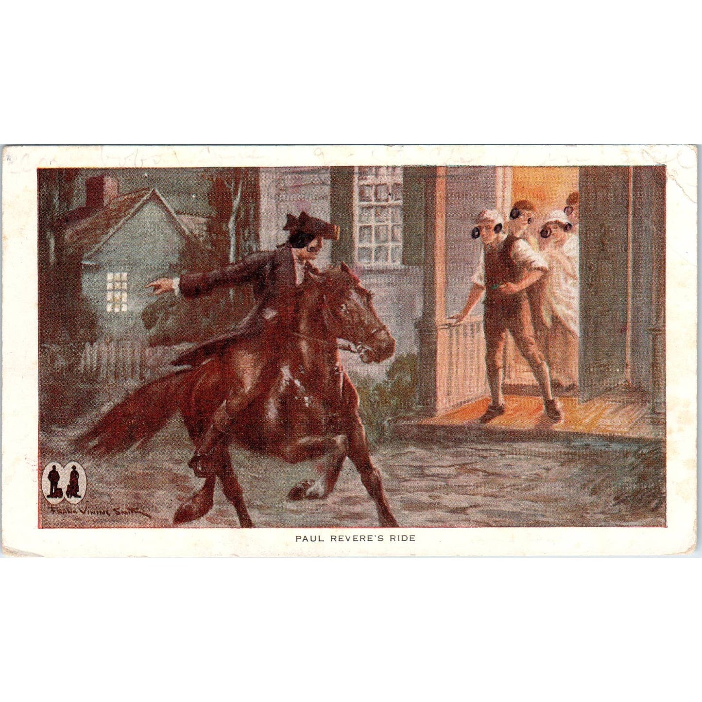 Paul Revere's Ride Leo Niebur's Shoes Pittsfield IL Original Postcard TK1-23