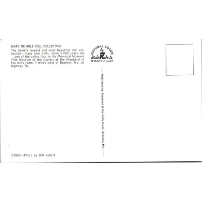 Mary Trimble Doll Collection Rare Dolls Branson MO Original Postcard PB7