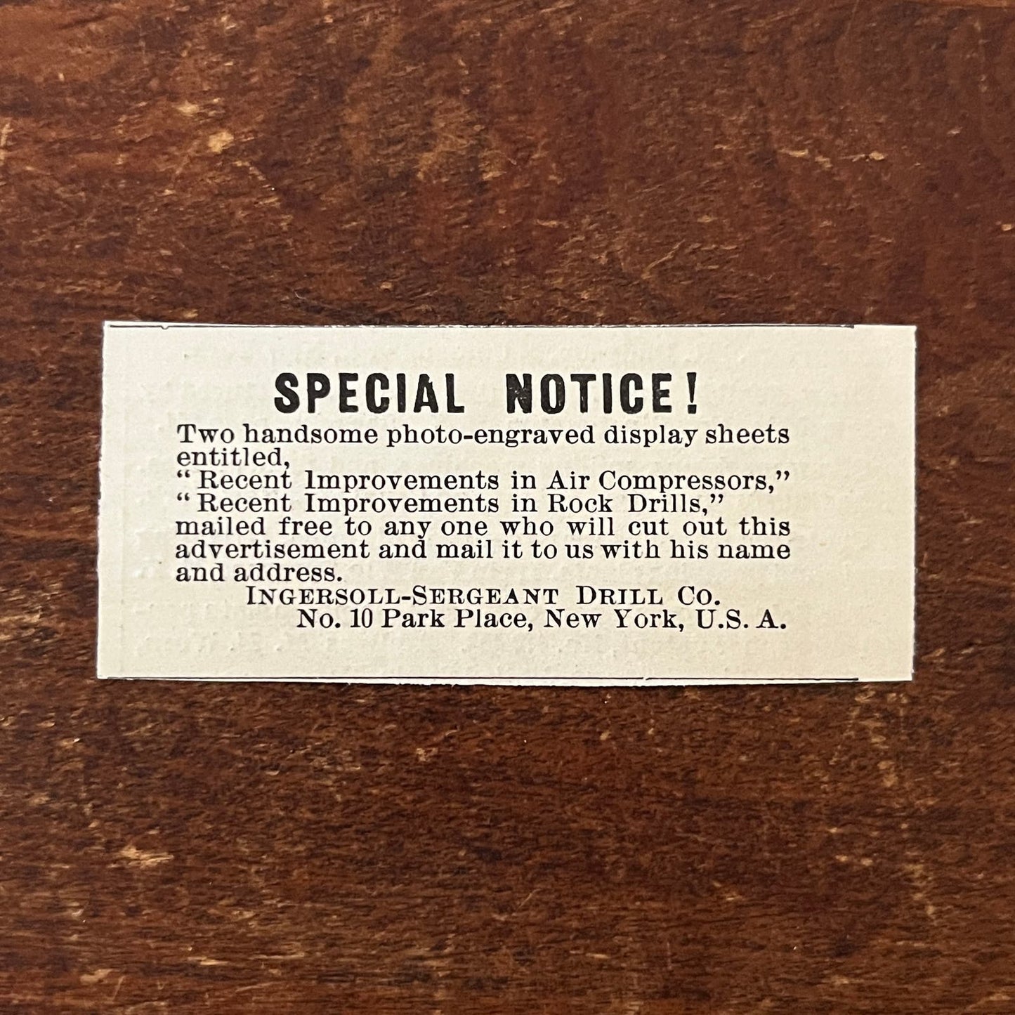 Ingersoll-Sergeant Drill Co Engraving Sheet Offer Original Advertisement AD8-P28