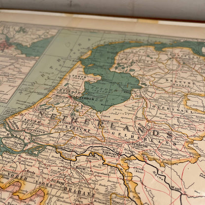 1897 The Century Atlas Map of THE NETHERLANDS BELGIUM Engraved 12.5 x 17” FL5