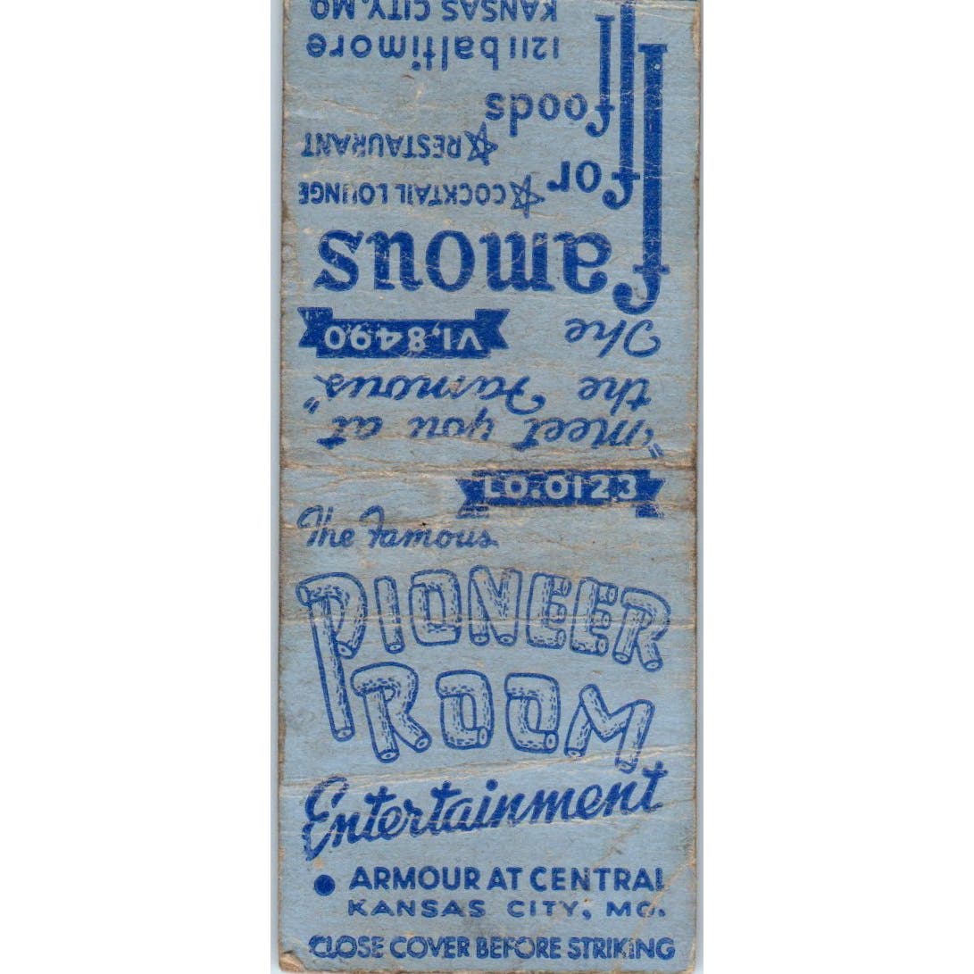 Pioneer Room Entertainment Kansas City MO Advertising Matchbook Cover SA9-M2