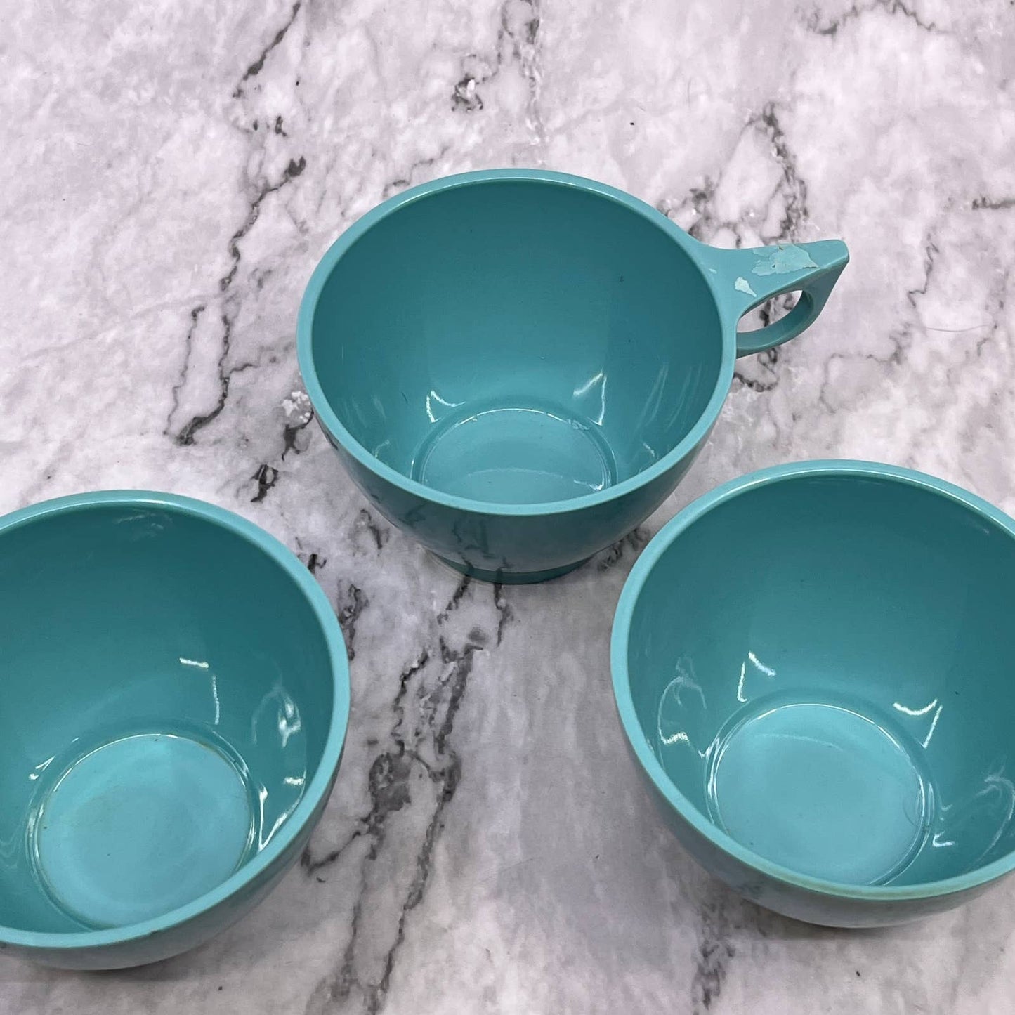 MCM Sun-Valley Melmac Teal Coffee Tea Cup Malamine SET OF 3 TJ5