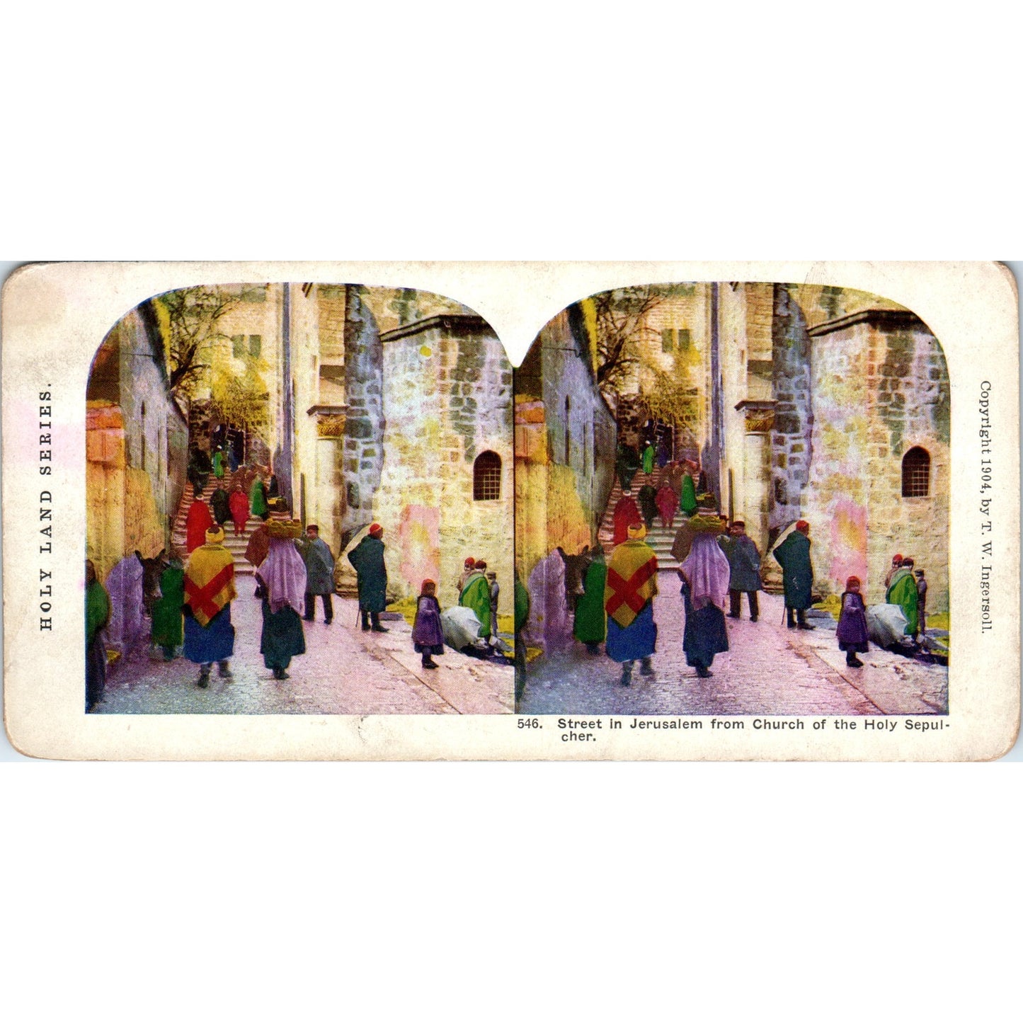 Street in Jerusalem From Church of Holy Sepulcher Antique Stereoview Card H3-2