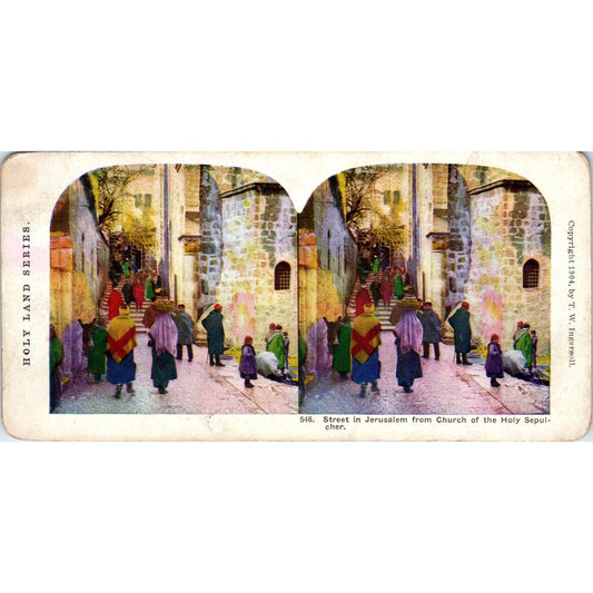 Street in Jerusalem From Church of Holy Sepulcher Antique Stereoview Card H3-2