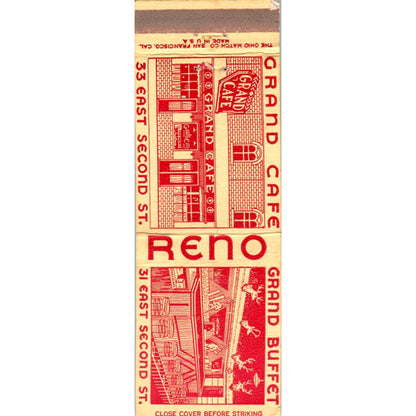 Grand Cafe & Buffet Reno Nevada Advertising Matchbook Cover SA9-M8