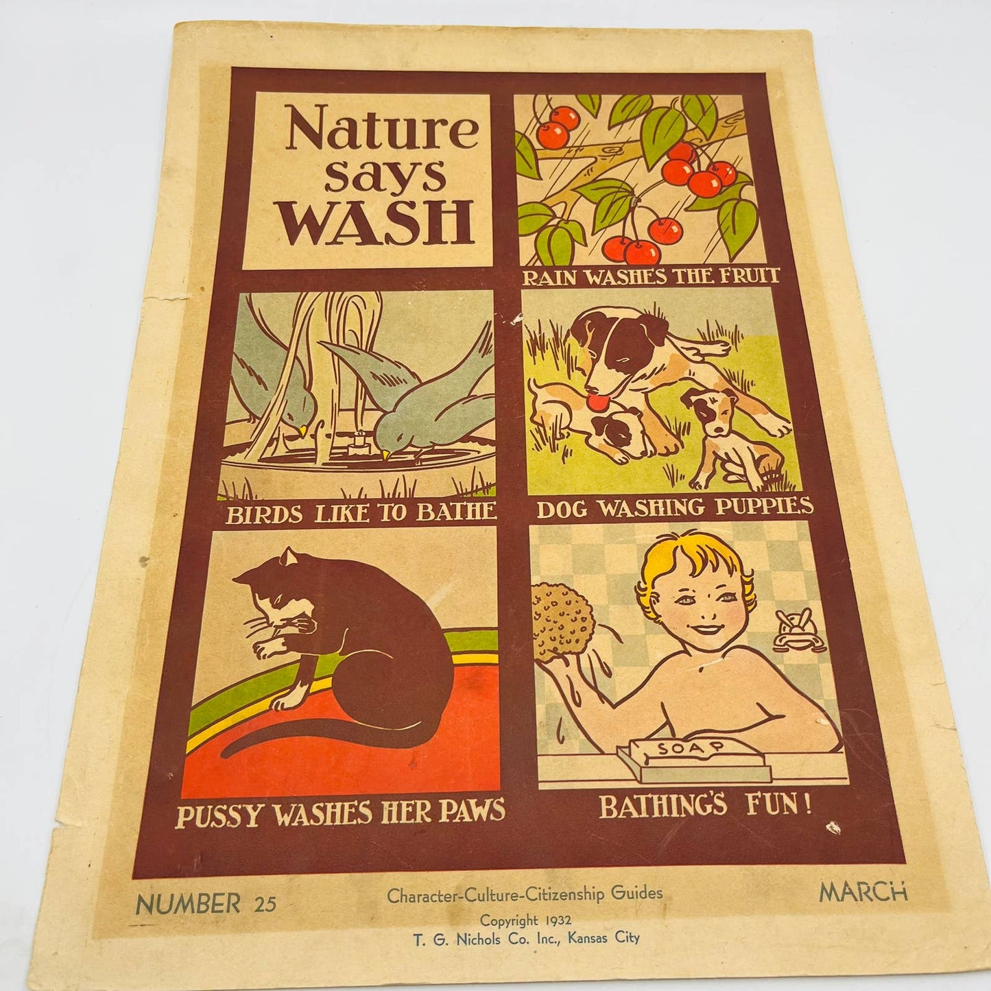 1932 Nature Says Wash Character Culture Citizenship Guides Classroom Poster #25