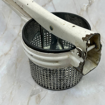 Vintage Kitchen - White Enamel Potato Rice Ricer Masher - 1950's TC5