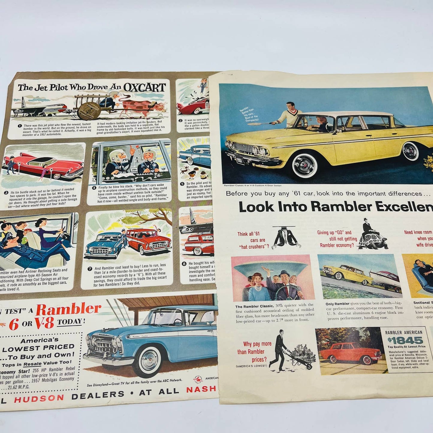 1920-60s Set of 12 Buick Rambler Fiat Dodge Chevy Ford Original Print Ads TA8