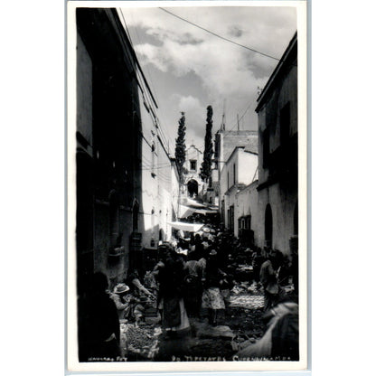 Church of Tepetates Street Scene Cuernavaca México Original RPPC Postcard P3-8