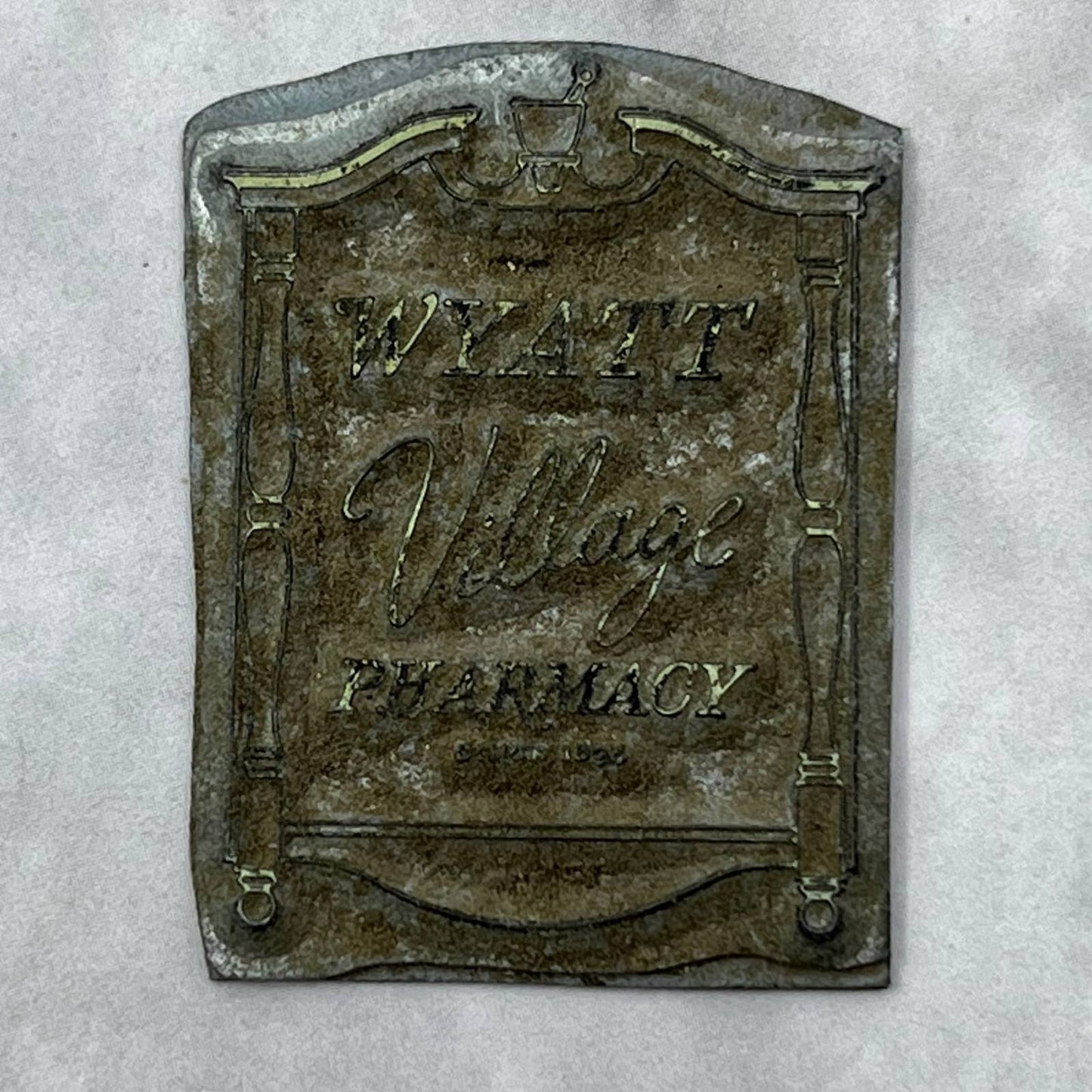 Vintage Printing Letterpress Printers Block Plate Wyatt Village Pharmacy TJ510
