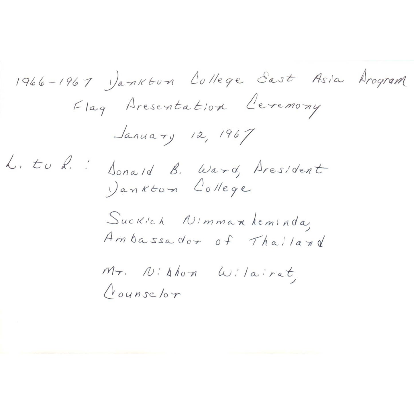 Sukich Nimmanahaeminda Thai Ambassador Flag Ceremony 1967 Original Photo TK1-P5