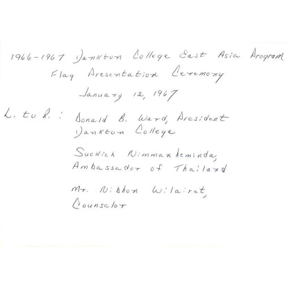 Sukich Nimmanahaeminda Thai Ambassador Flag Ceremony 1967 Original Photo TK1-P5