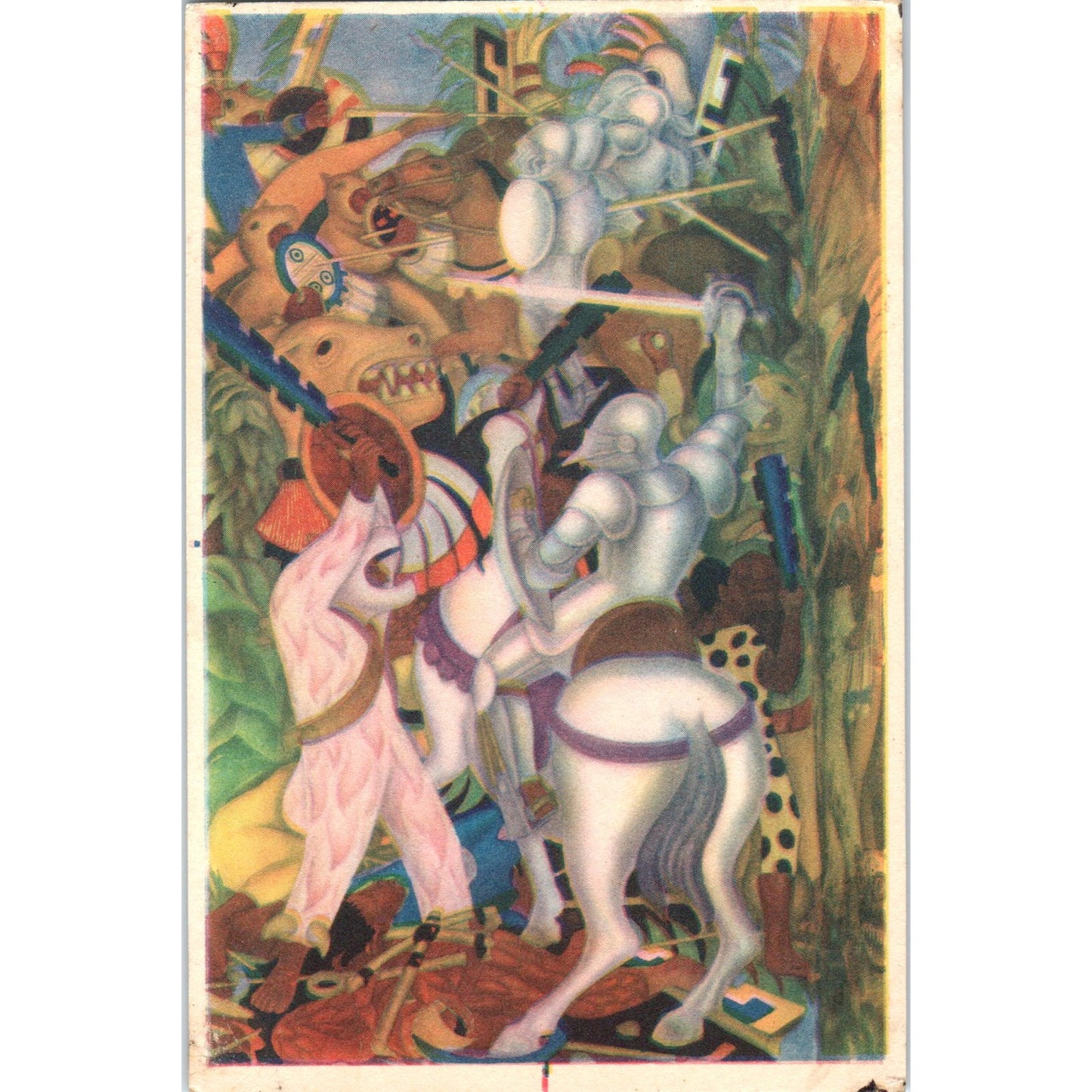 Scene From the Conquest Palacio De Cortés-Cuernavaca Original Postcard P1-15