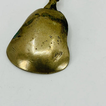 Vintage Montagna ITALY Collector Spoon 5" Silver/Brass Apple Picking Scene SB7