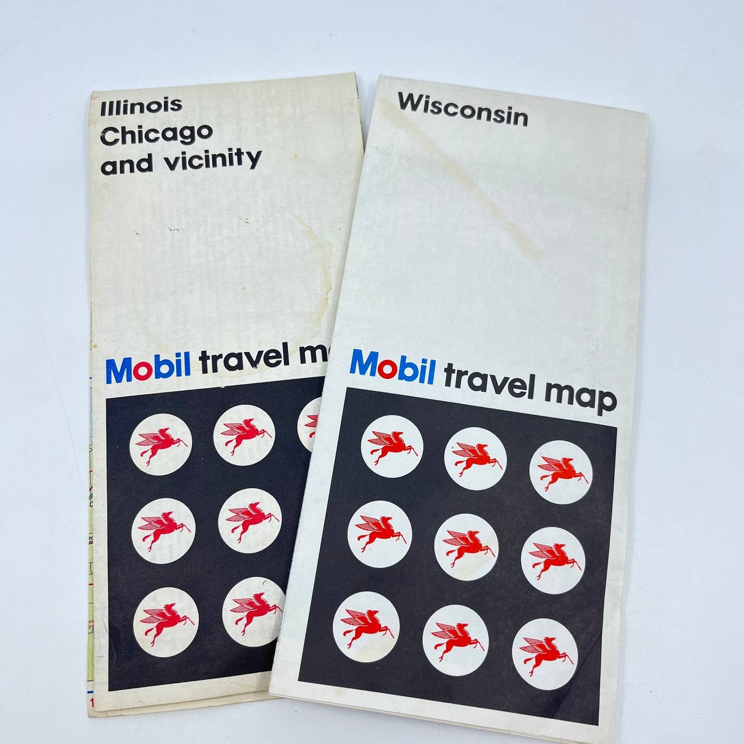 1970s Mobil Gas Wisconsin & Illinois Chicago and Vicinity Travel Road Maps TA3