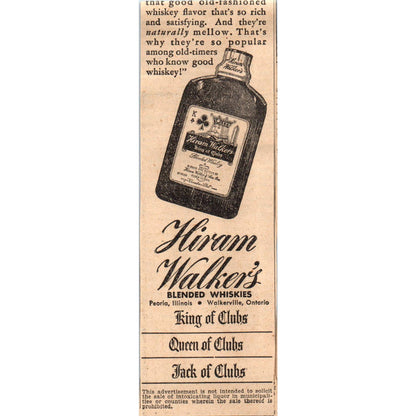 1935 Minneapolis Journal Newspaper Ad Hiram Walker's Whiskies G.M. Roberts FL5-4