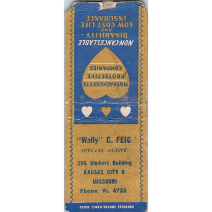 Wally C. Feig Agency Kansas City MO Advertising Matchbook Cover SA9-M2