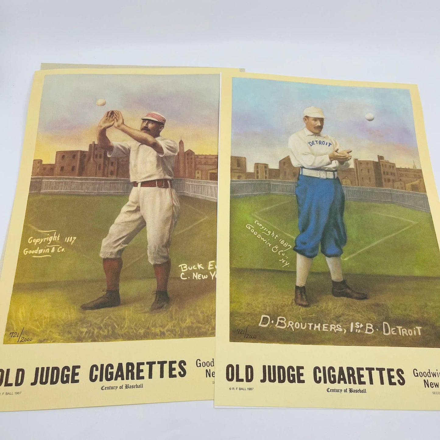 1987 Old Judge Cigarettes Century Of Baseball Lithograph 720 /2000 set 4 TD5