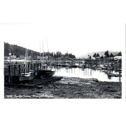 Harbor Scene Wrangell RPPC Alaska Original Postcard P2-6