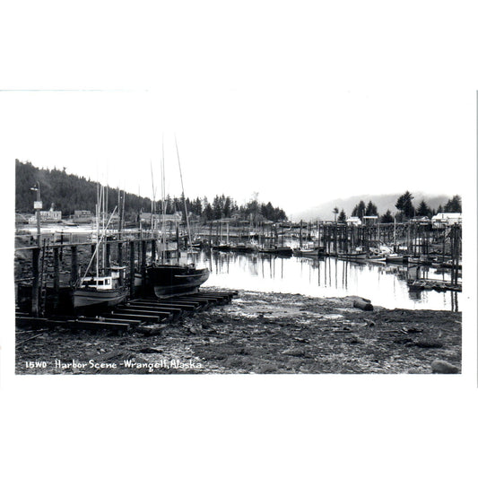 Harbor Scene Wrangell RPPC Alaska Original Postcard P2-6