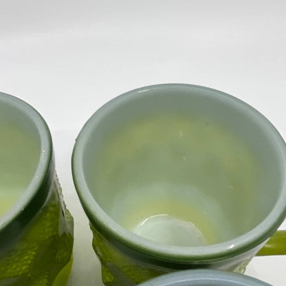 Vintage Fire King GREEN Ombre Kimberly Diamond Mug Set of 4 TH5-2
