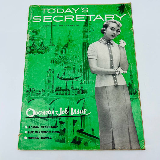 VTG Today's Secretary Magazine February 1956 Overseas Jobs Fashion Shorthand BA2