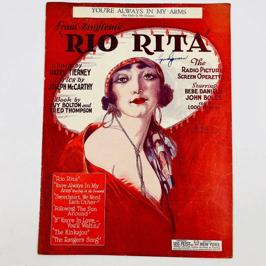 1929 Rio Rita You’re Always In My Arms Harry Tierney Sheet Music