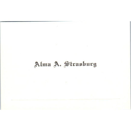 c1930 Calling Card Alma A. Strasburg SE5