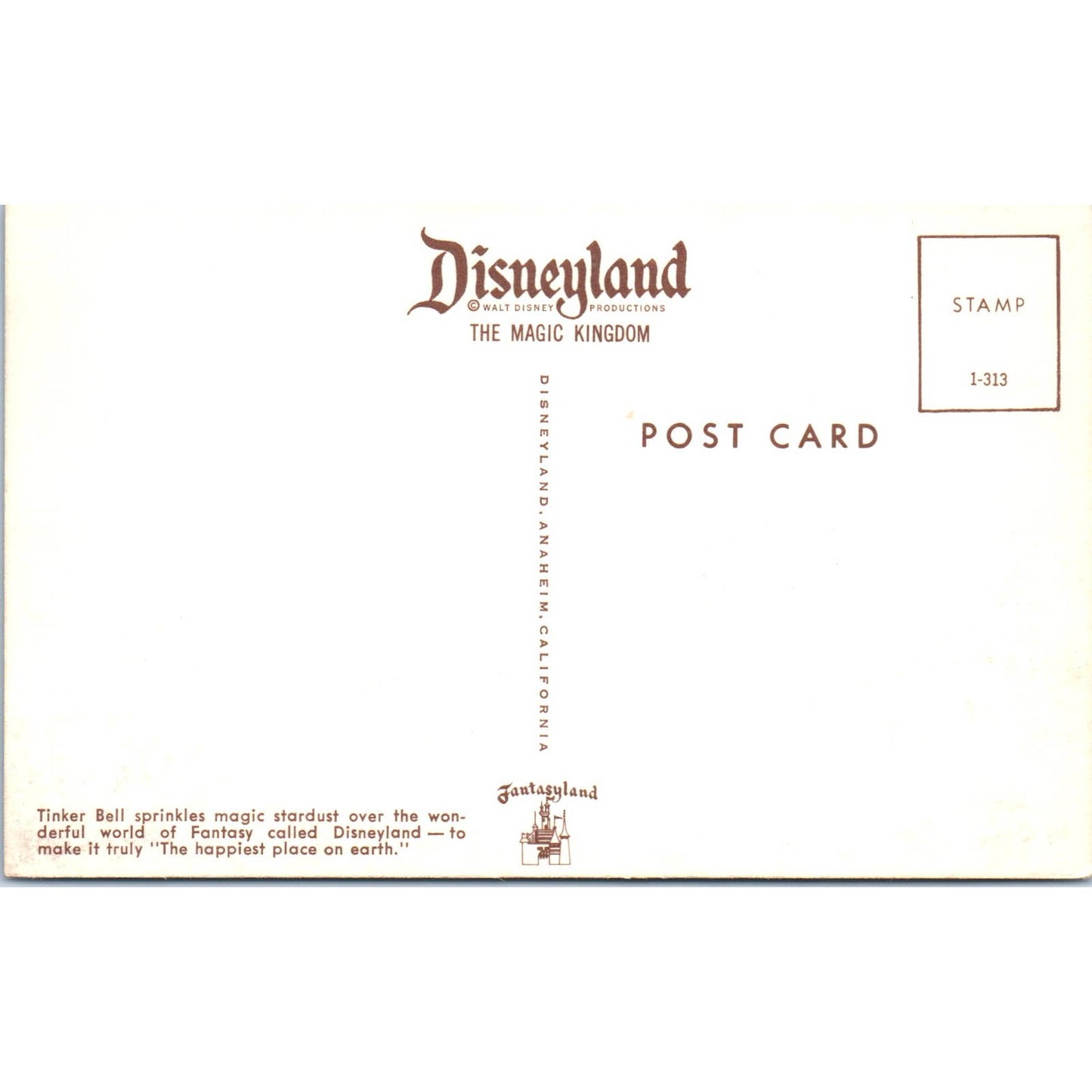 Disneyland Anaheim California Tinker Bell Fantasyland Original Postcard TJ7-RP1