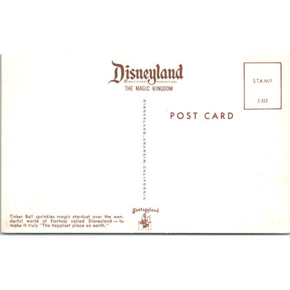 Disneyland Anaheim California Tinker Bell Fantasyland Original Postcard TJ7-RP1