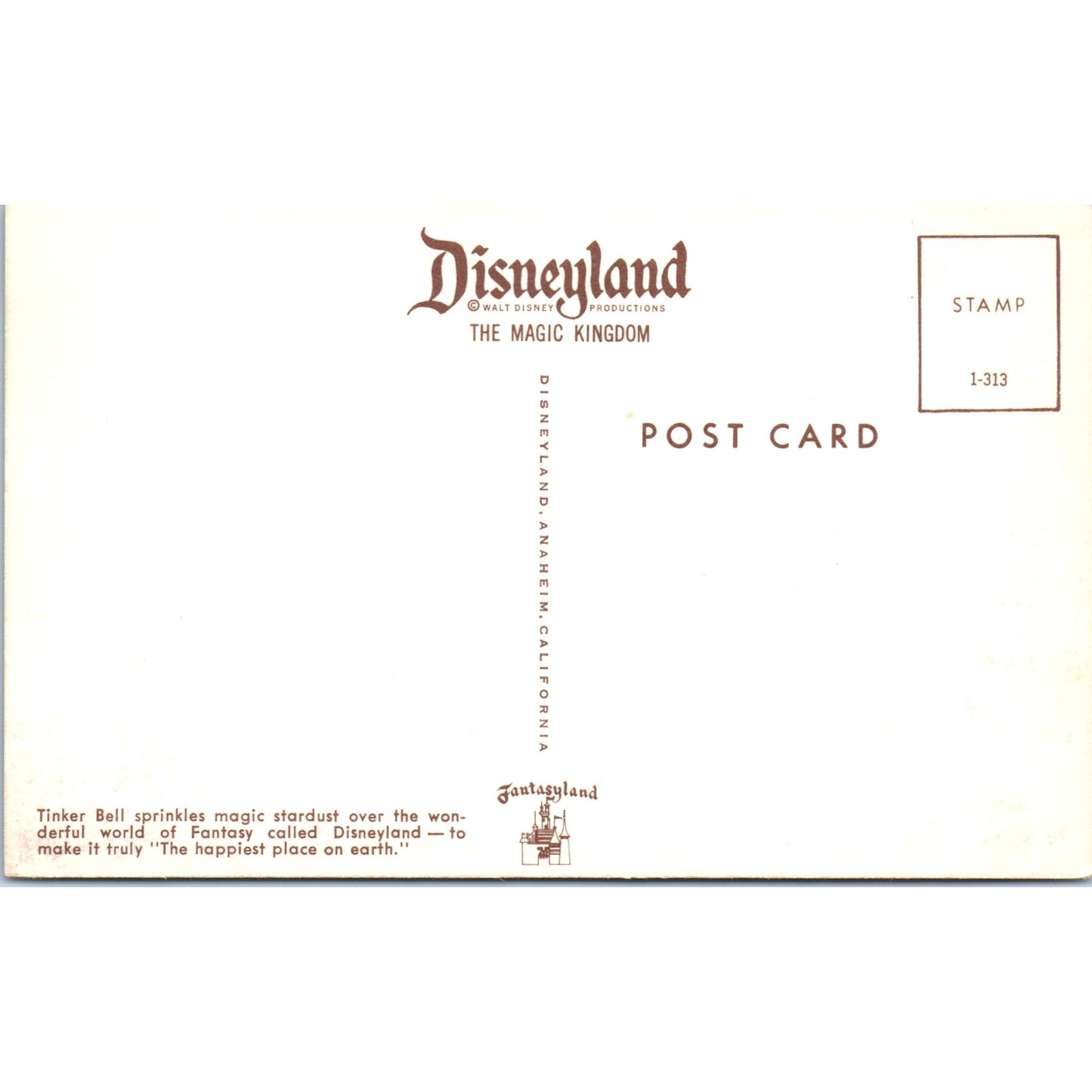 Disneyland Anaheim California Tinker Bell Fantasyland Original Postcard P3-4