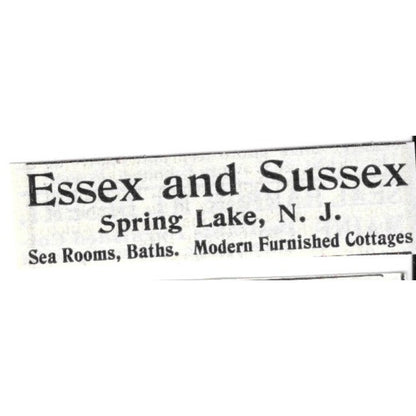 Essex and Sussex Spring Lake New Jersey - 1903 Original Ad AK5-S28