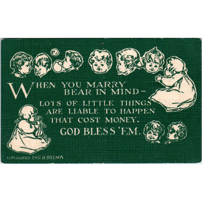 When You Marry... Children Humor 1909 Original Postcard PB1