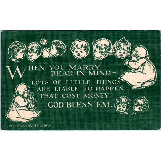 When You Marry... Children Humor 1909 Original Postcard PB1