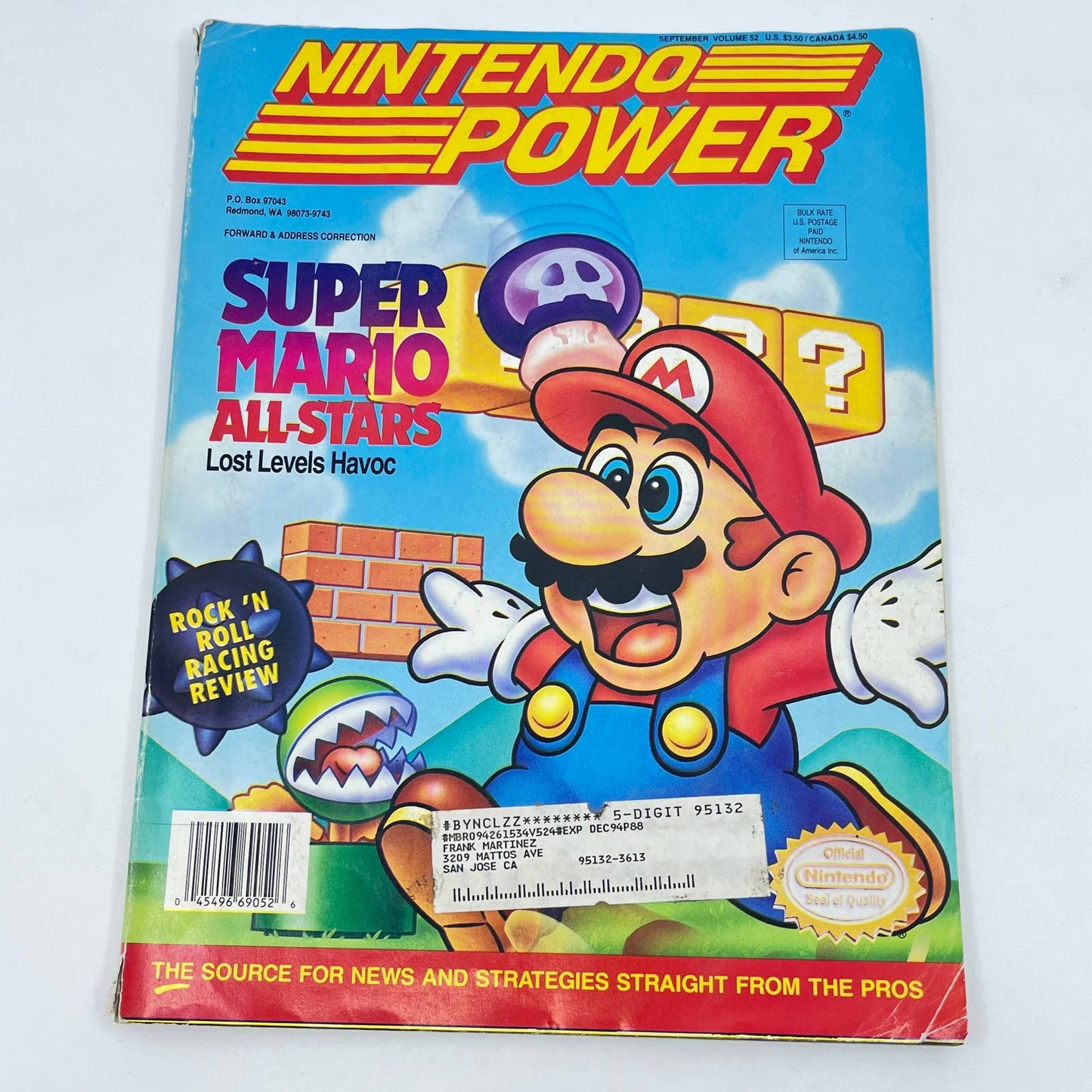 Nintendo Power Volume 52 Super Mario All-Stars Cvr w/ Mortal Kombat Poster TE9