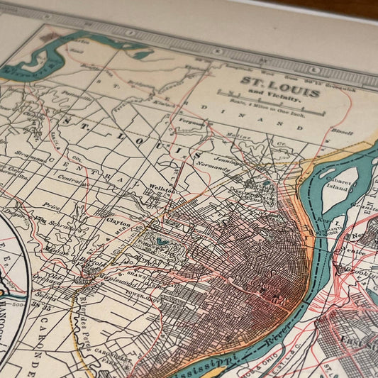 Antique 1897 The Century Atlas Map of MISSOURI SET OF 2 Engraved 12.5 x 17 FL5