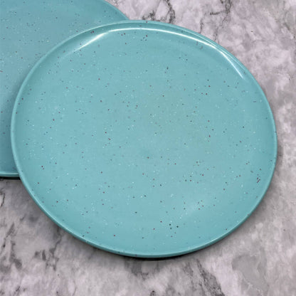 Imperial Ware Speckled Confetti Teal Blue Dinner Plate Set Melmac Malamine TA3