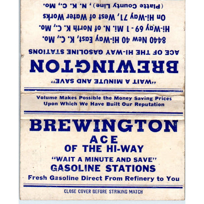 Brewington Gasoline Stations Kansas City Wide Advertising Matchbook Cover SA6-M7