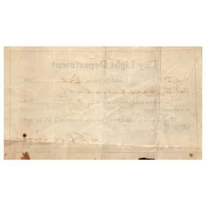 1910 City Light Department Kendallville IN Payment Receipt AD8