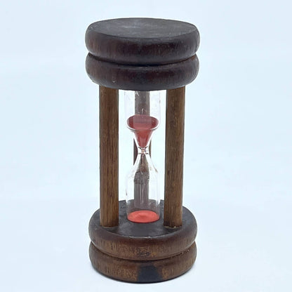 Vintage Wooden Sand Clock 3 Minute Timer Hourglass Glass With Pink Sand TF5