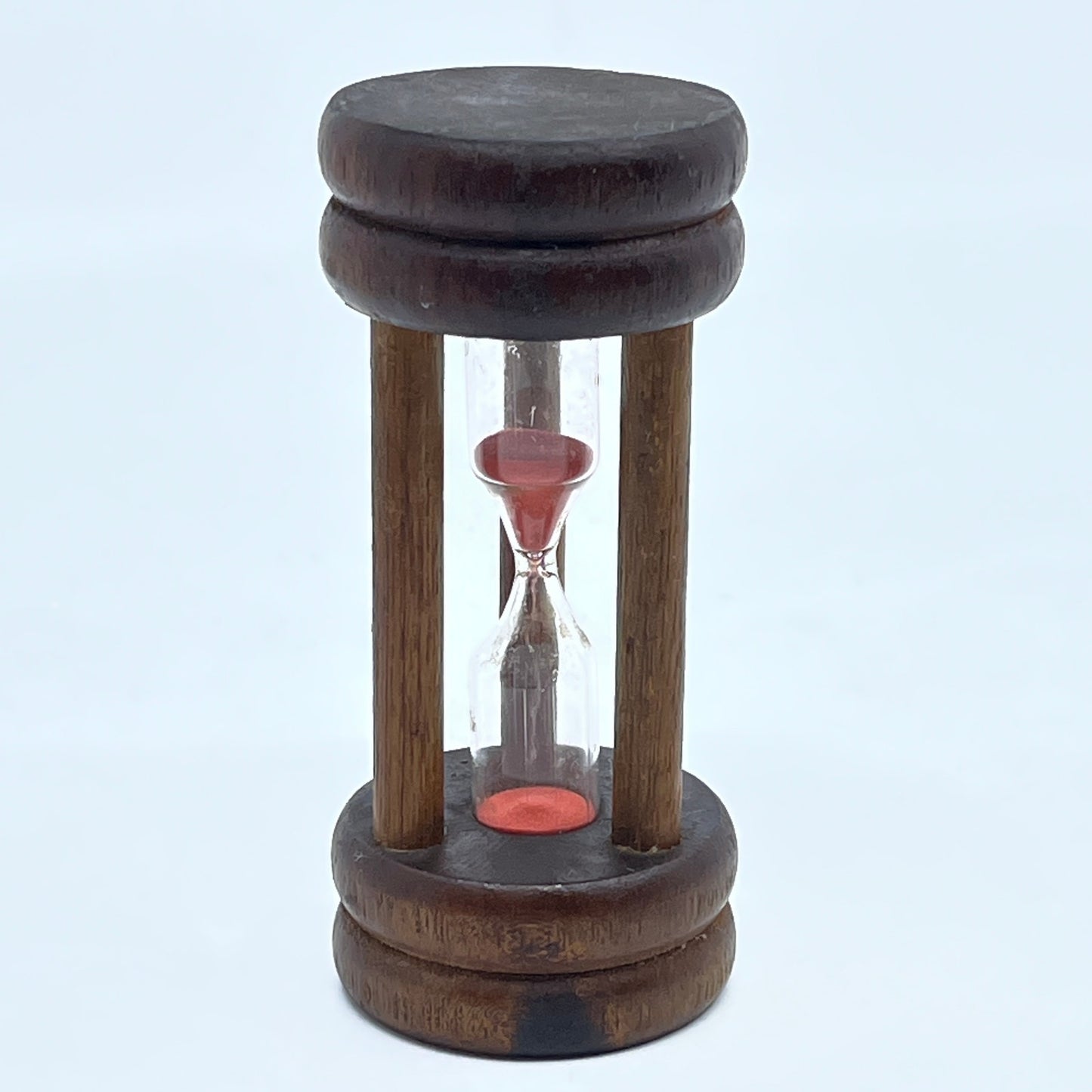 Vintage Wooden Sand Clock 3 Minute Timer Hourglass Glass With Pink Sand TA9