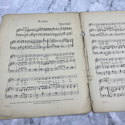 Sheet Music Araby Vocal Irving Berlin Renie Davies 1915 Abarbelle WW1 Song V42-4