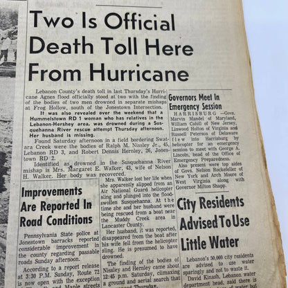 1972 June 26 Lebanon Daily News Hurricane Agnes Relief Effort Bodies Found TH6