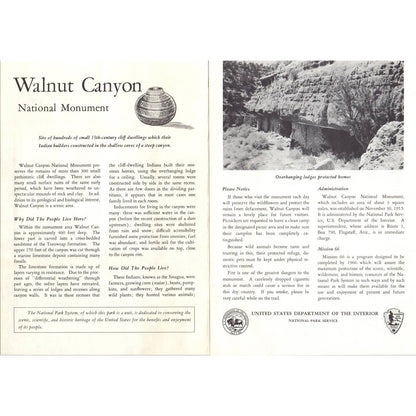 1961 Walnut Canyon National Monument Arizona Tourist Fold Out Brochure AD4