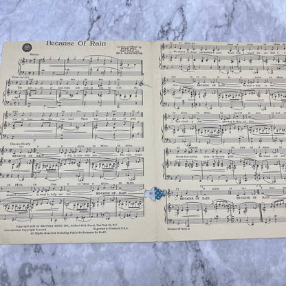 1950 NAT ‘KING’ COLE (co-writer) sheet music BECAUSE OF RAIN TH1