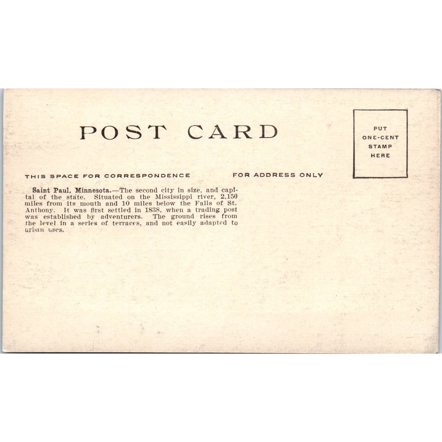 St. Paul Minnesota Mississippi River View c1910 Original Postcard TK1-27