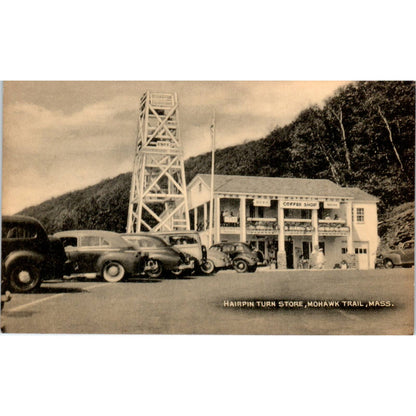 Hairpin Turn Store Mohawk Trail Mass - Original RPPC Postcard TJ9-P1