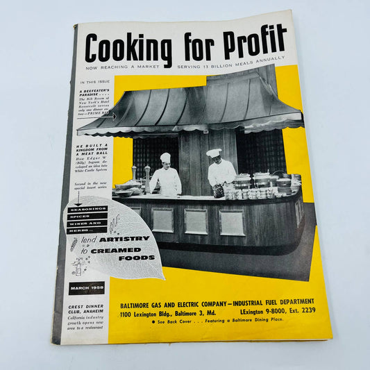 Mar 1958 Cooking For Profit Magazine for Restauranteurs Crest Dinner Club CA BA2